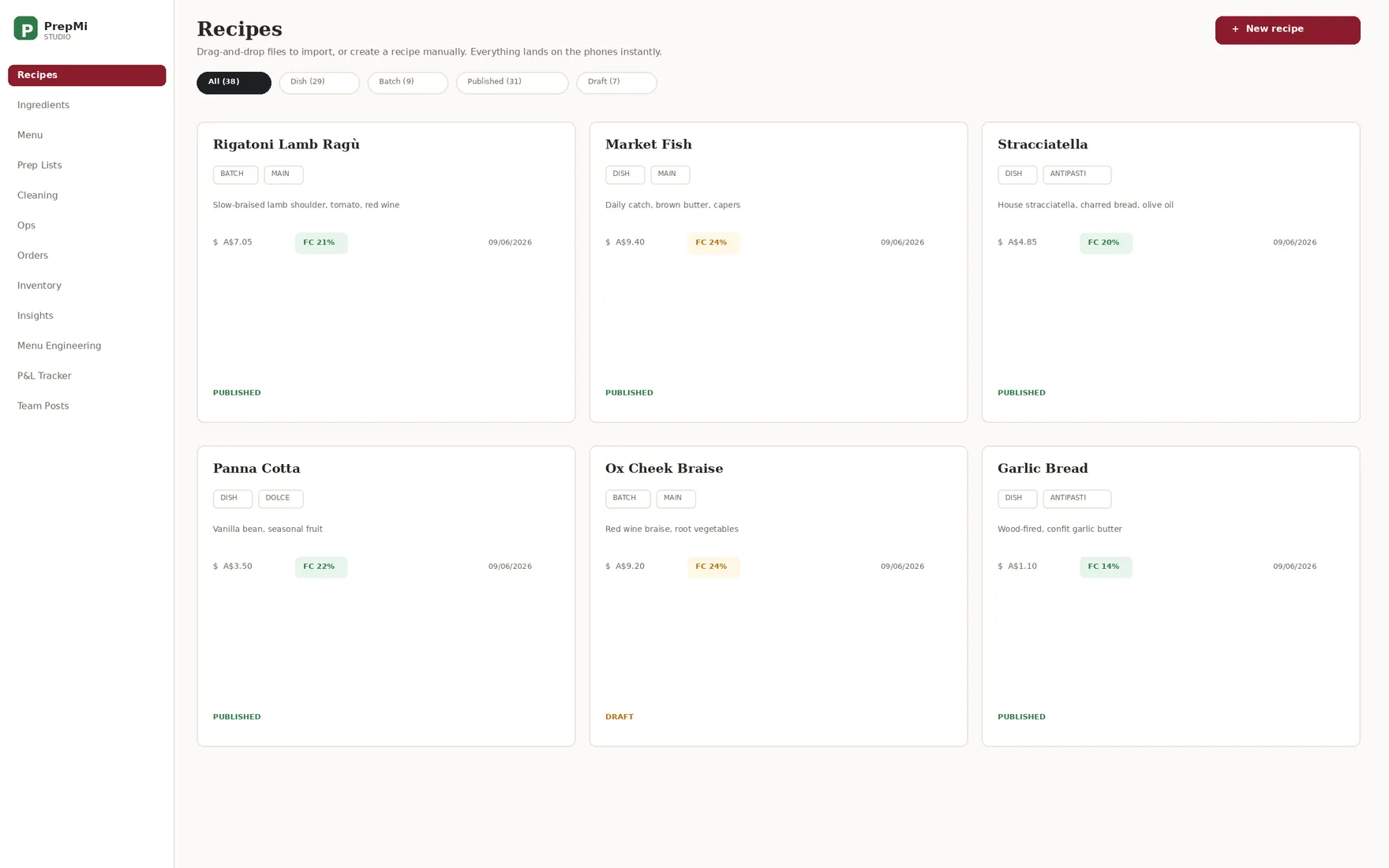 Studio — recipes